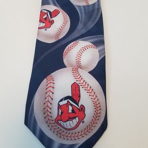 Blue Ralph Marlin Necktie Cleveland Indians Large Balls Design 1994